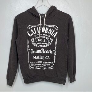 On Fire Grey/White California City of Angels Graphic Hoodie Sweatshirt Size S
